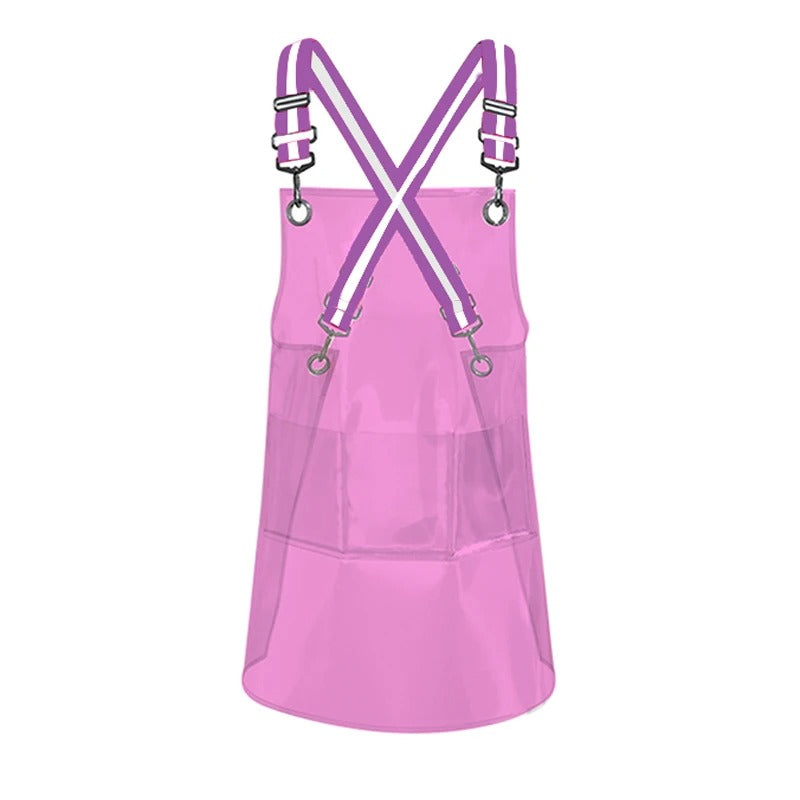 Anyhouz Kitchen Apron Pink Waterproof TPU Men Women Work Clothes For Barber Haircut Antifouling Oilproof Painting
