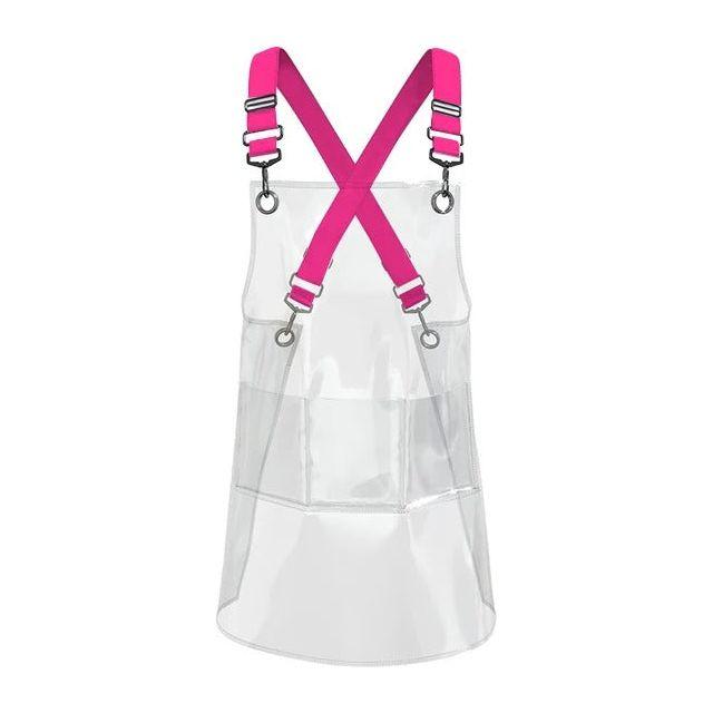 Anyhouz Kitchen Apron Pink Ribbon Waterproof TPU Men Women Work Clothes For Barber Haircut Antifouling Oilproof Painting