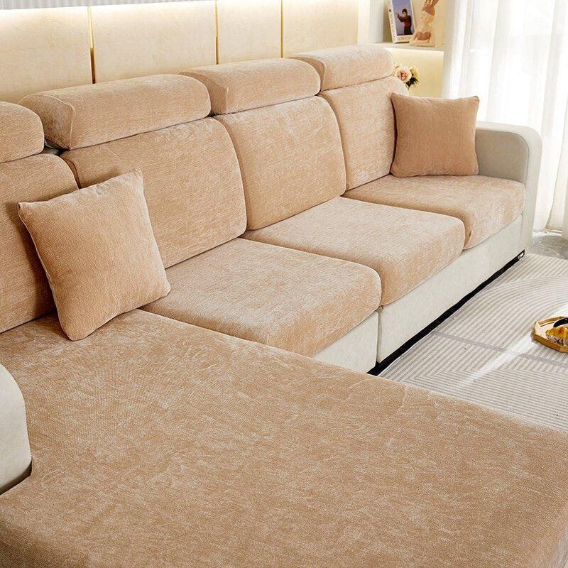 Anyhouz Pillowcase 45X45Cm Coffee Polyester Chenille Thick Stretchable Cushion For Living Room