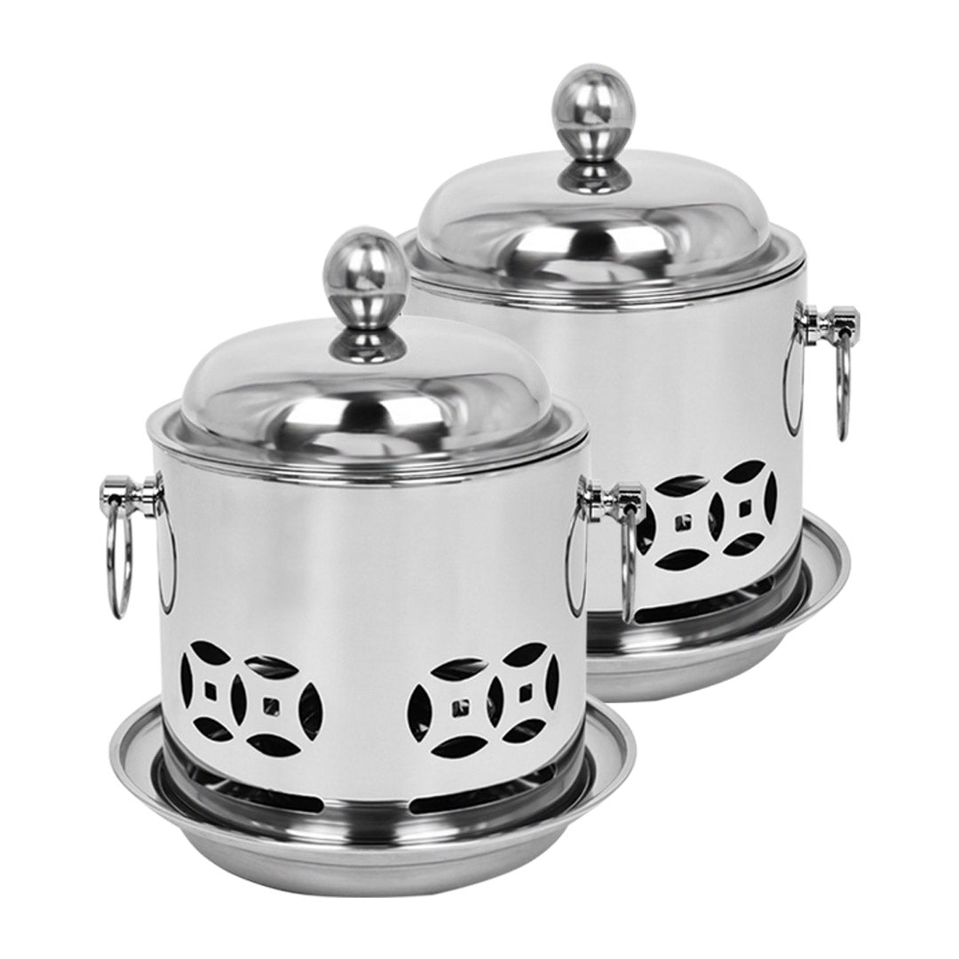Soga 2 X Stainless Steel Mini Asian Buffet Hot Pot Single Person Shabu Alcohol Stove Burner With Lid