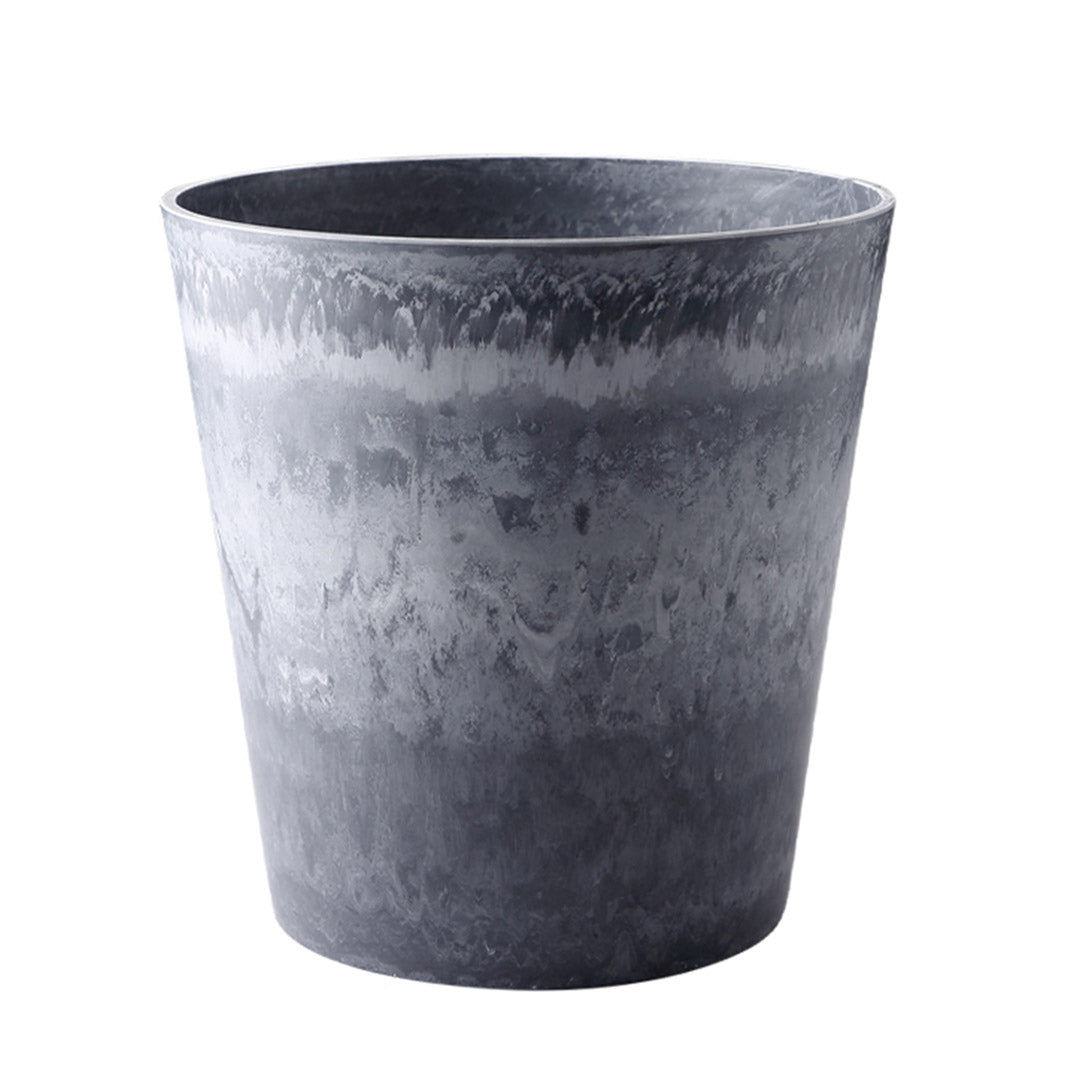 Soga 32cm Weathered Grey Round Resin Plant Flower Pot In Cement Pattern Planter Cachepot For Indoor Home Office