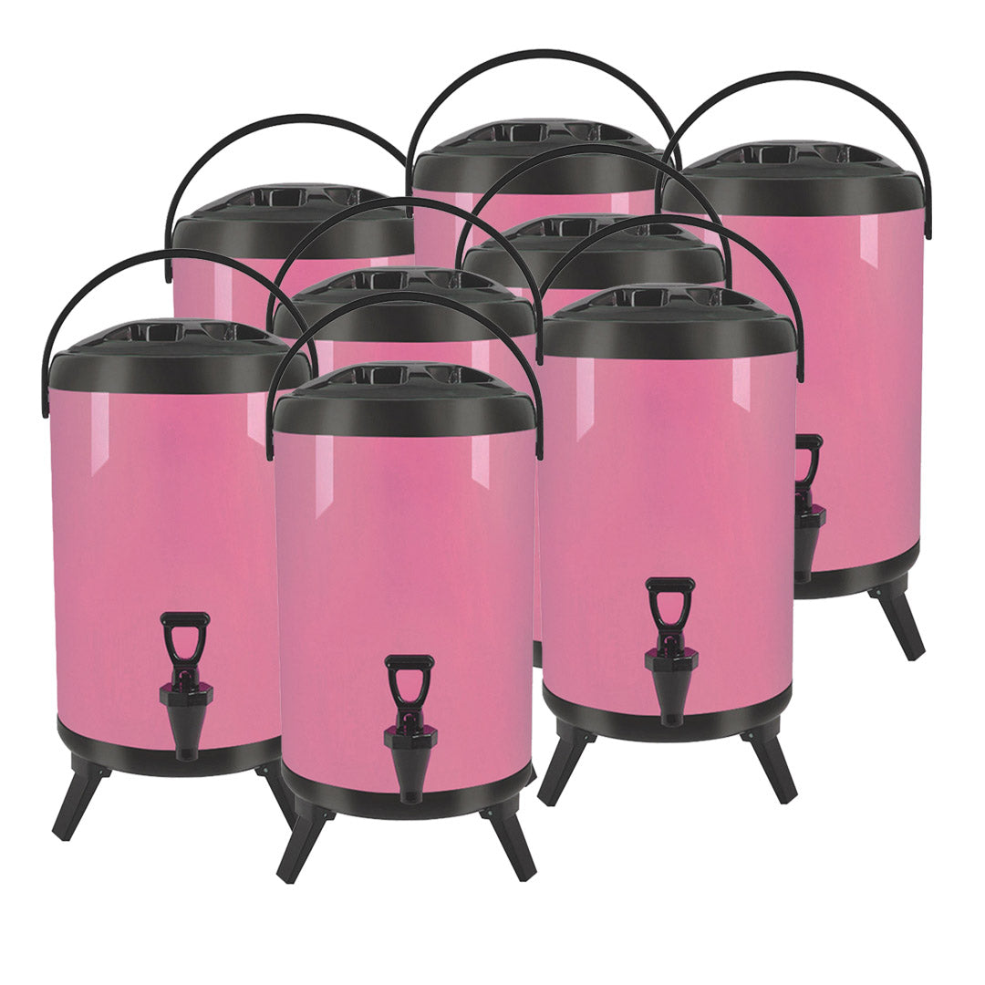 Soga 8 X 12 L Stainless Steel Insulated Milk Tea Barrel Hot And Cold Beverage Dispenser Container With Faucet Pink