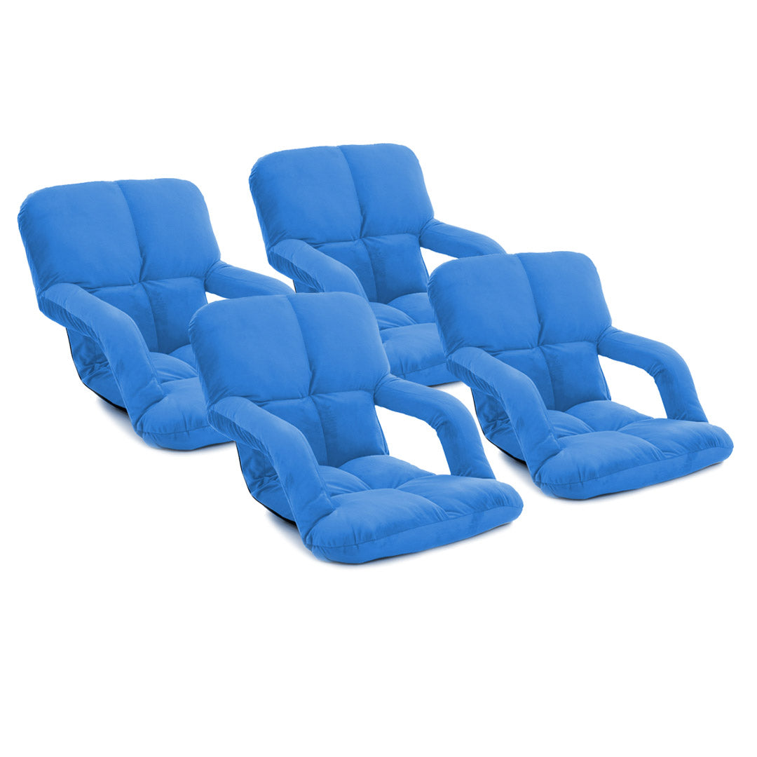 Soga 4 X Foldable Lounge Cushion Adjustable Floor Lazy Recliner Chair With Armrest Blue