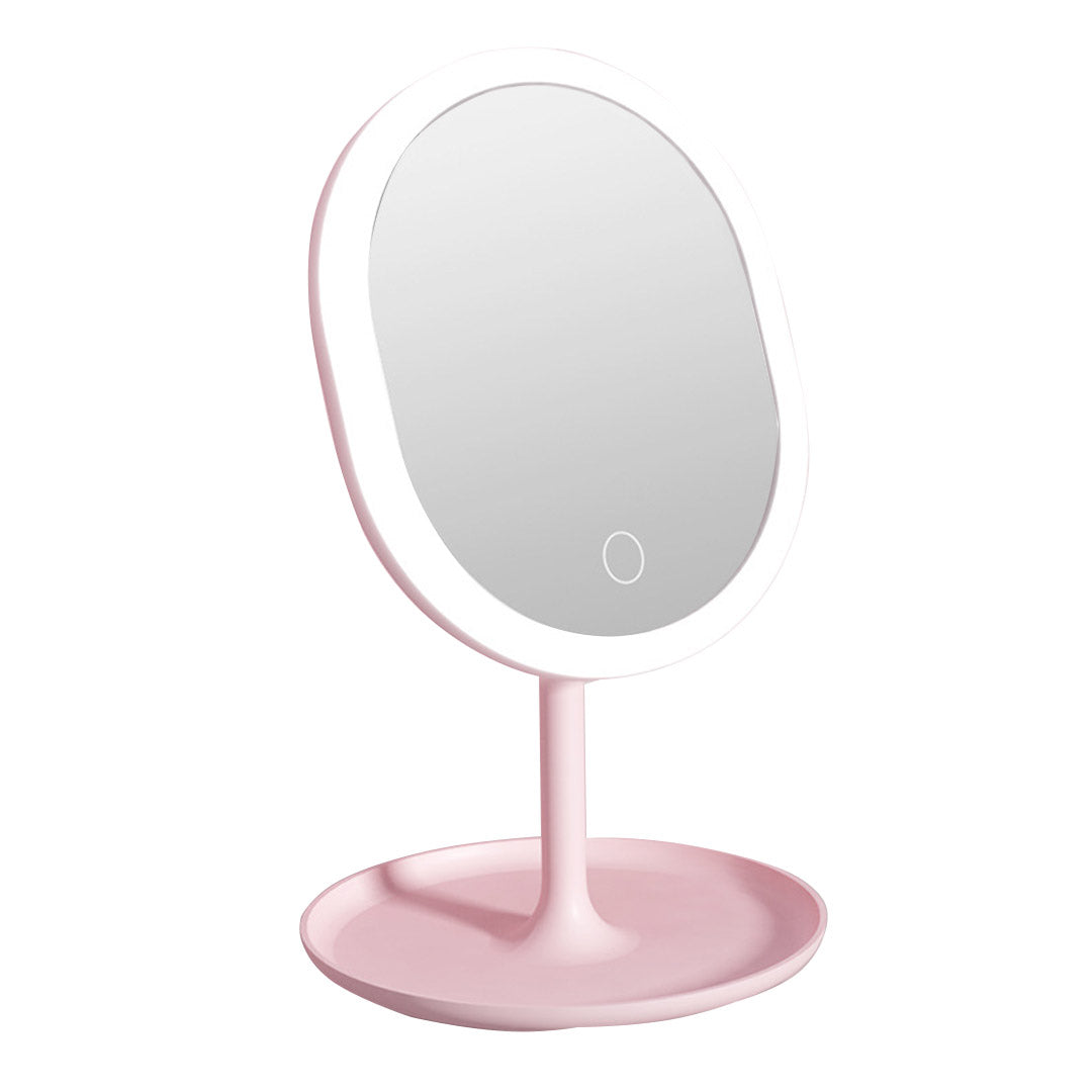 Soga 20cm Pink Rechargeable Led Light Makeup Mirror Tabletop Vanity Home Decor