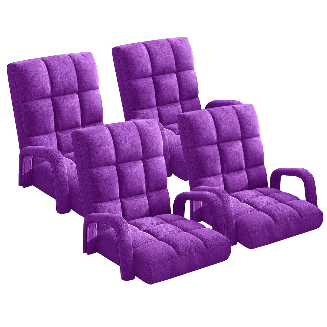 Soga 4 X Foldable Lounge Cushion Adjustable Floor Lazy Recliner Chair With Armrest Purple