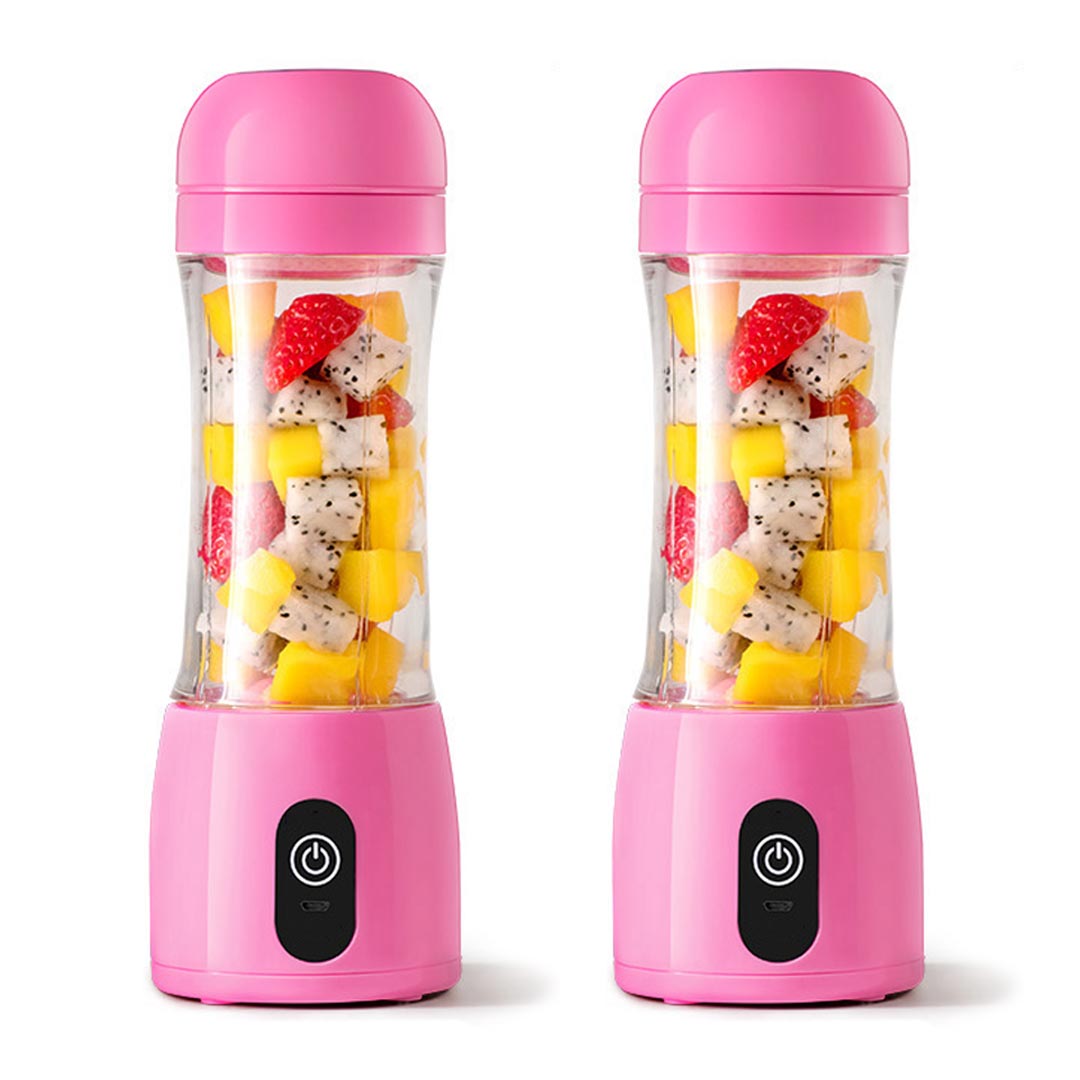 Soga 2 X 380ml Portable Mini Usb Rechargeable Handheld Fruit Mixer Juicer Pink