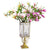 Soga Clear Glass Cylinder Flower Vase With 6 Bunch 4 Heads Artificial Fake Silk Magnolia Denudata Home Decor Set