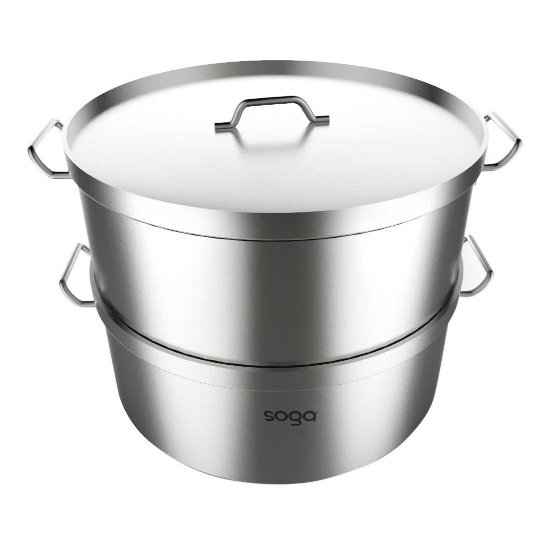 Soga Food Steamer 28cm Commercial 304 Top Grade Stainless Steel 2 Tiers