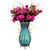 Soga 51cm Blue Glass Tall Floor Vase With 12pcs Artificial Fake Flower Set