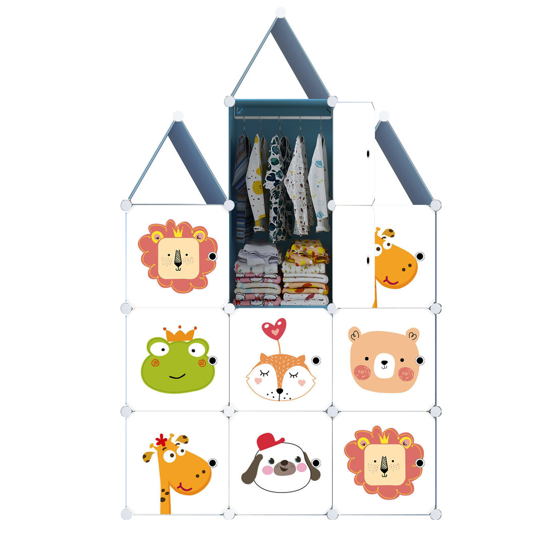 10 Cubes DIY Animal Design Portable Wardrobe Divide-Grid Modular Storage Organiser Foldable Closet