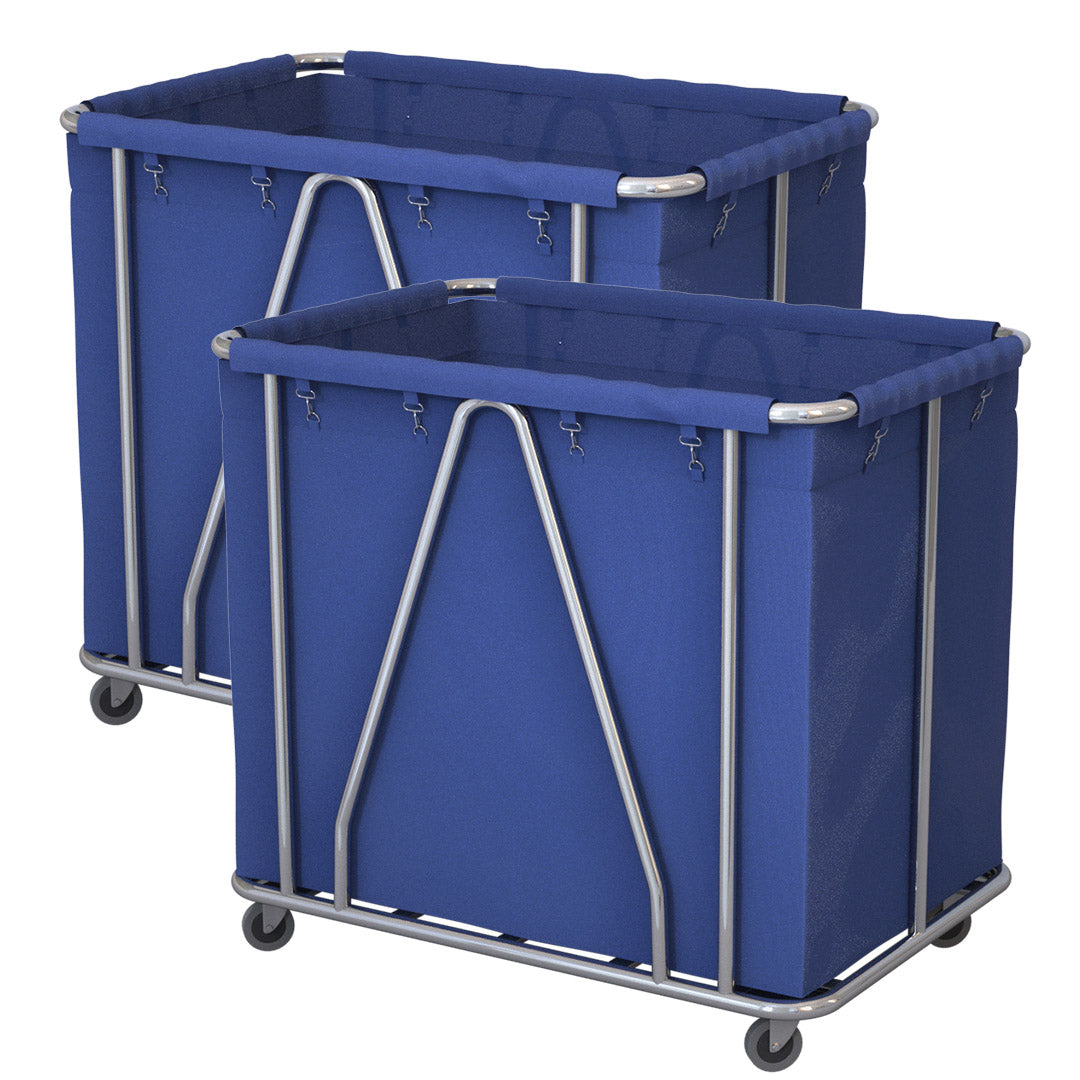 Soga 2 X Stainless Steel Commercial Large Soiled Linen Laundry Trolley Cart With Wheels Blue