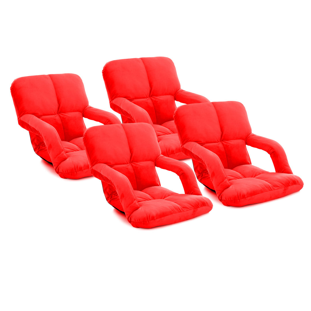 Soga 4 X Foldable Lounge Cushion Adjustable Floor Lazy Recliner Chair With Armrest Red