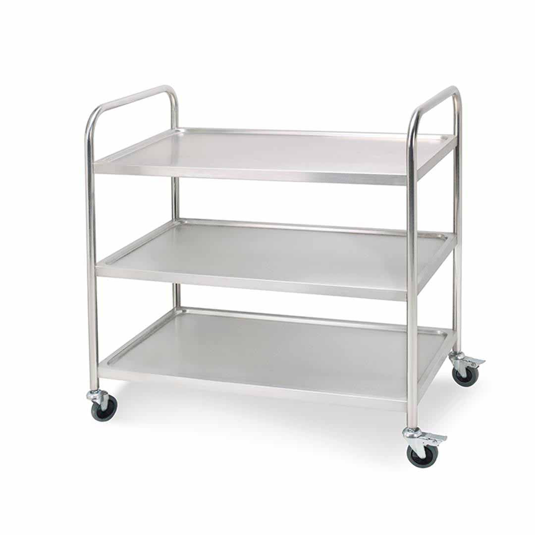 Soga 3 Tier 81x46x85cm Stainless Steel Kitchen Dinning Food Cart Trolley Utility Round Small