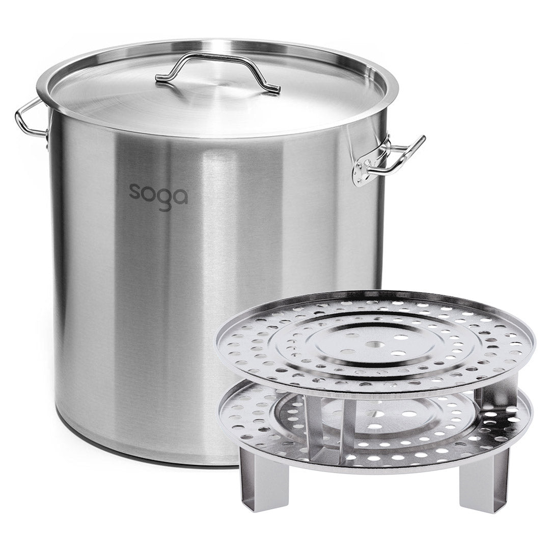 Soga 21 L Stainless Steel Stock Pot With Two Steamer Rack Insert Stockpot Tray