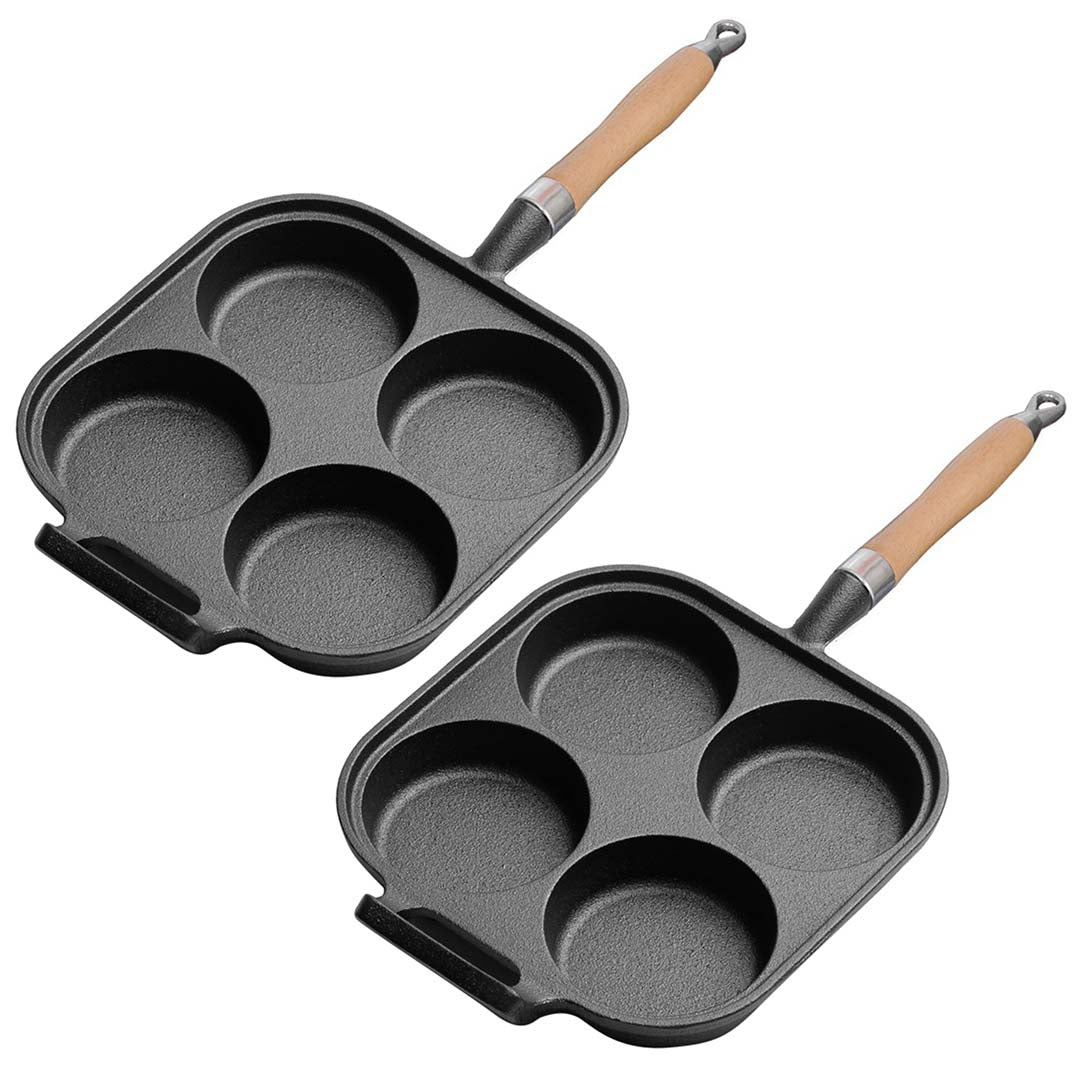 Soga 2 X 4 Mold Cast Iron Breakfast Fried Egg Pancake Omelette Fry Pan