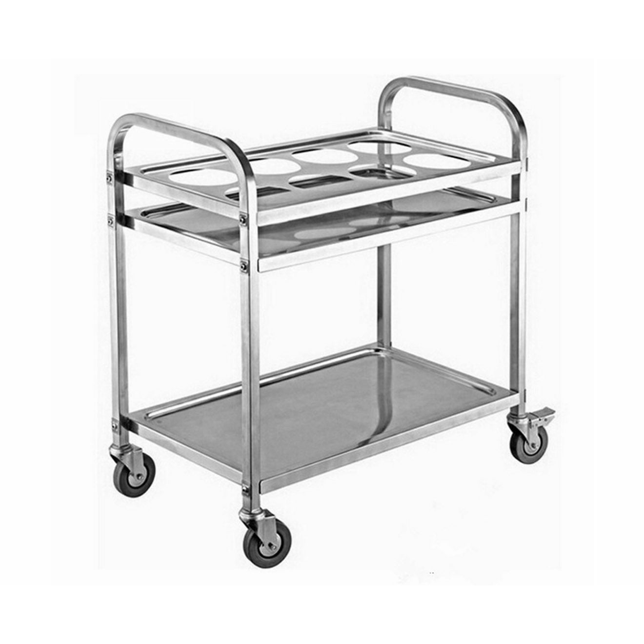 Soga 2 Tier Stainless Steel 8 Compartment Kitchen Seasoning Car Service Trolley Condiment Holder Cart Spice Bowl