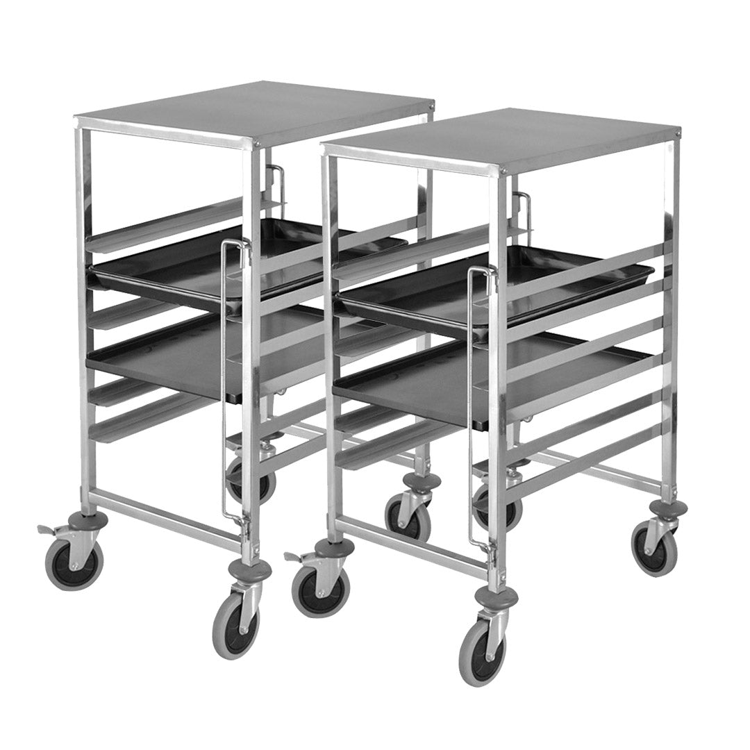 Soga 2 X Gastronorm Trolley 7 Tier Stainless Steel Bakery Trolley Suits 60cmx40cm Tray With Working Surface