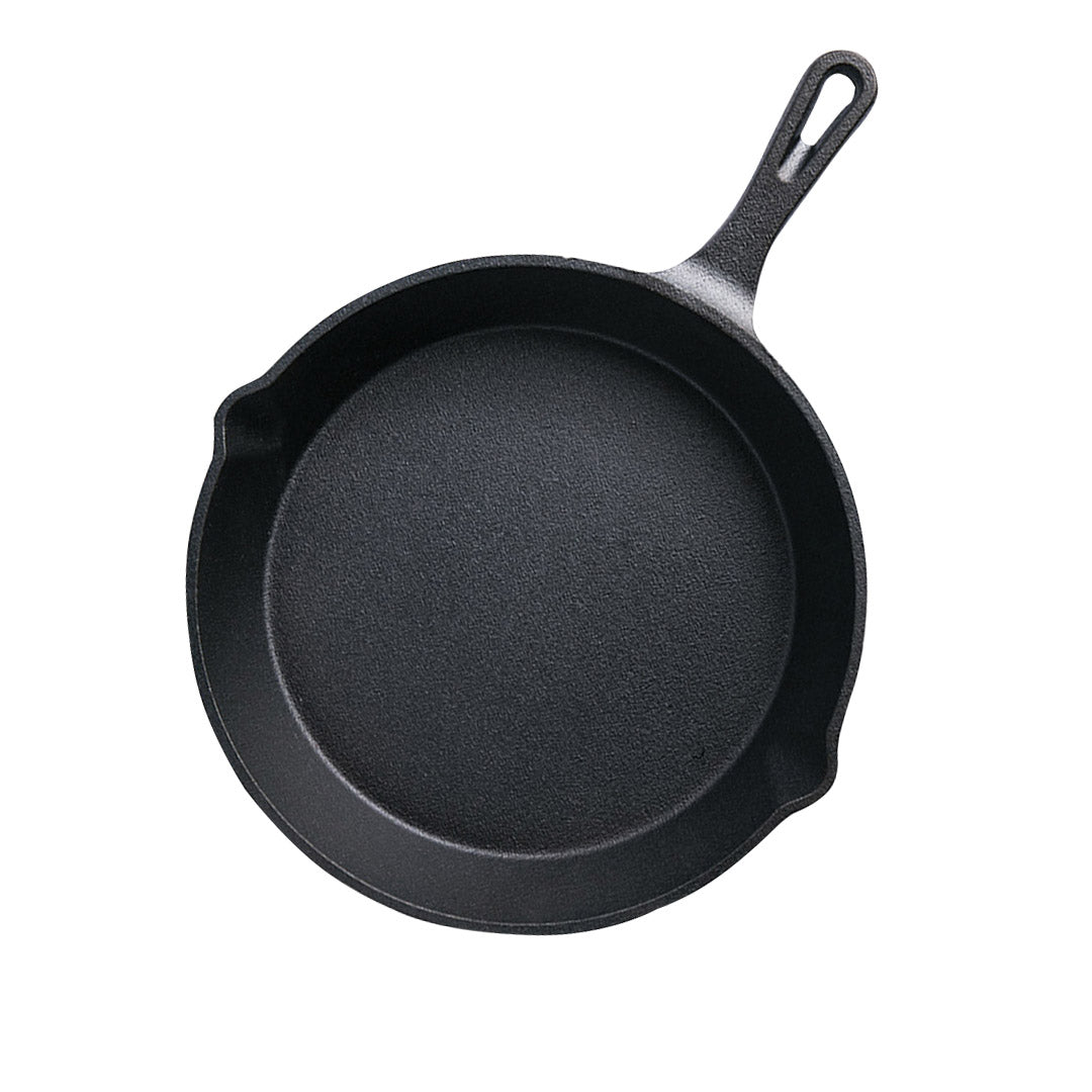 26cm Round Cast Iron Frying Pan Skillet Steak Sizzle Platter with Handle