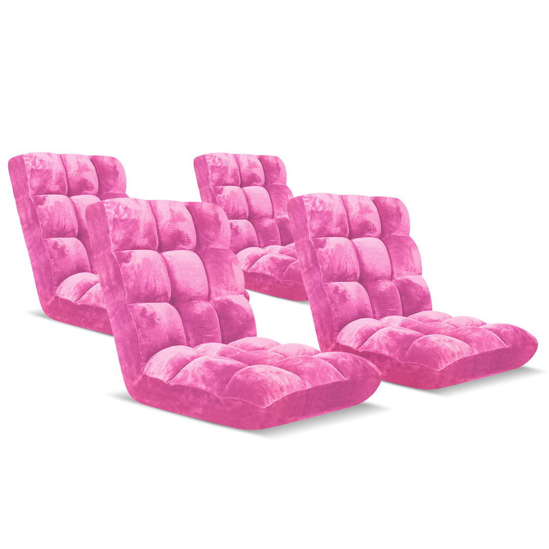 Soga 4 X Floor Recliner Folding Lounge Sofa Futon Couch Folding Chair Cushion Light Pink
