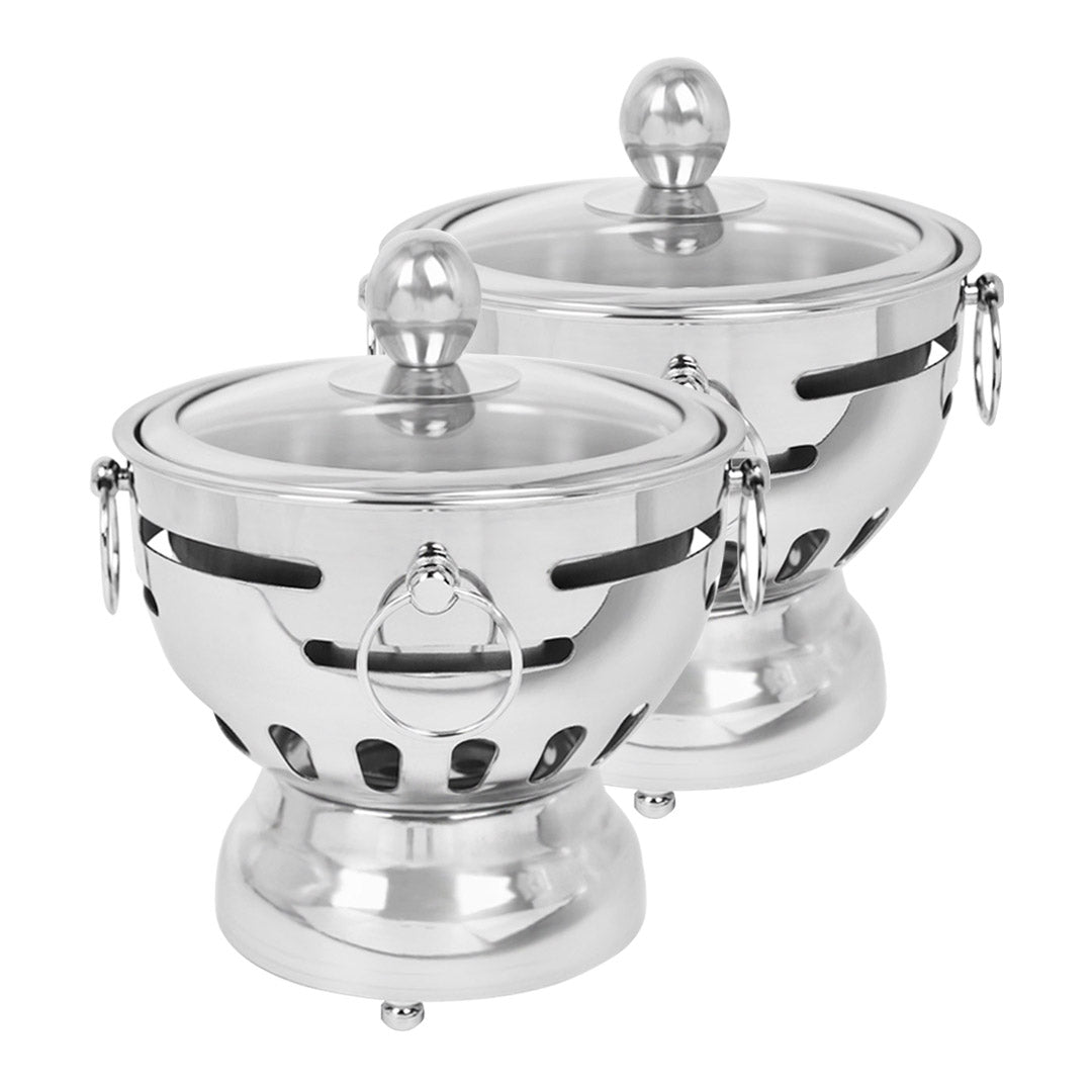 Soga 2 X Stainless Steel Mini Asian Buffet Hot Pot Single Person Shabu Alcohol Stove Burner With Glass Lid