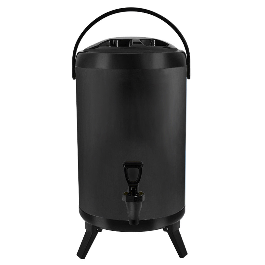 Soga 12 L Stainless Steel Insulated Milk Tea Barrel Hot And Cold Beverage Dispenser Container With Faucet Black