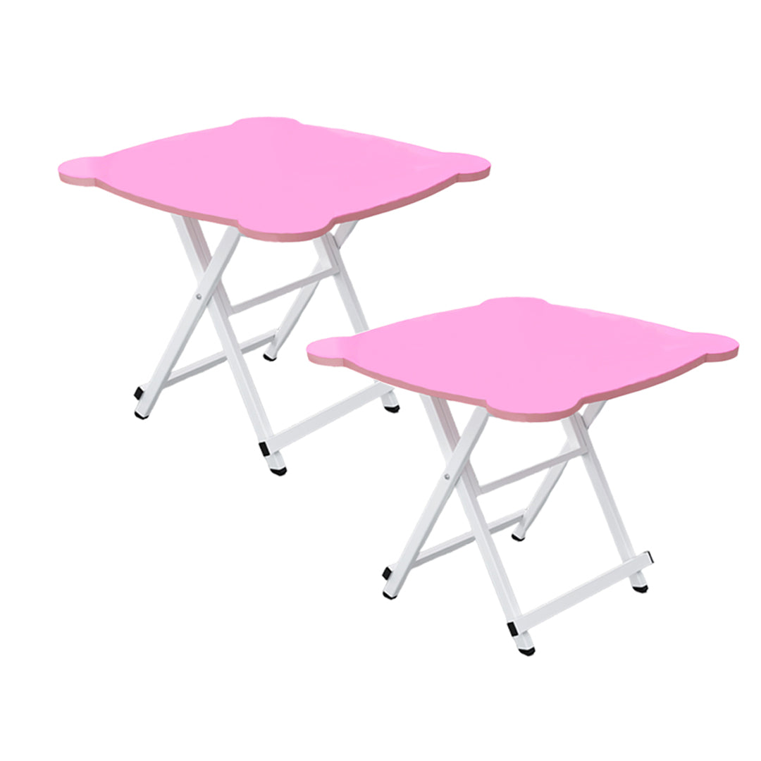2X Pink Minimalist Cat Ear Folding Table Indoor Outdoor Portable Stall Desk Home Decor