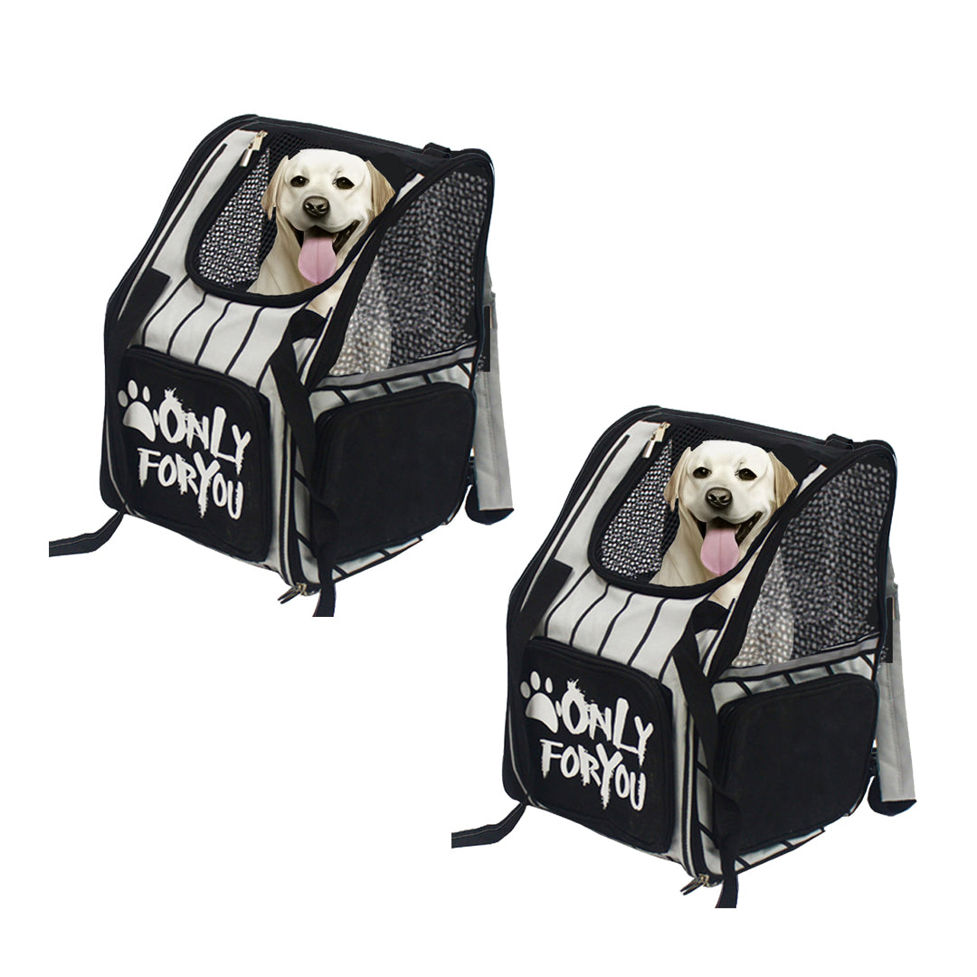 2X Black Pet Carrier Backpack Breathable Mesh Portable Safety Travel Essentials Outdoor Bag