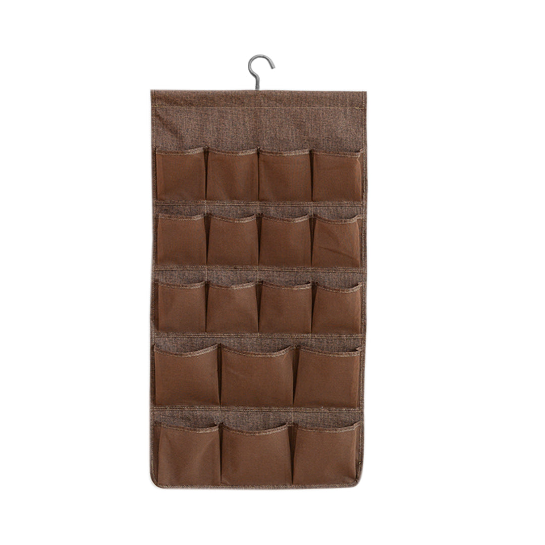 Coffee Double Sided Hanging Storage Bag Underwear Bra Socks Mesh Pocket Hanger Home Organiser