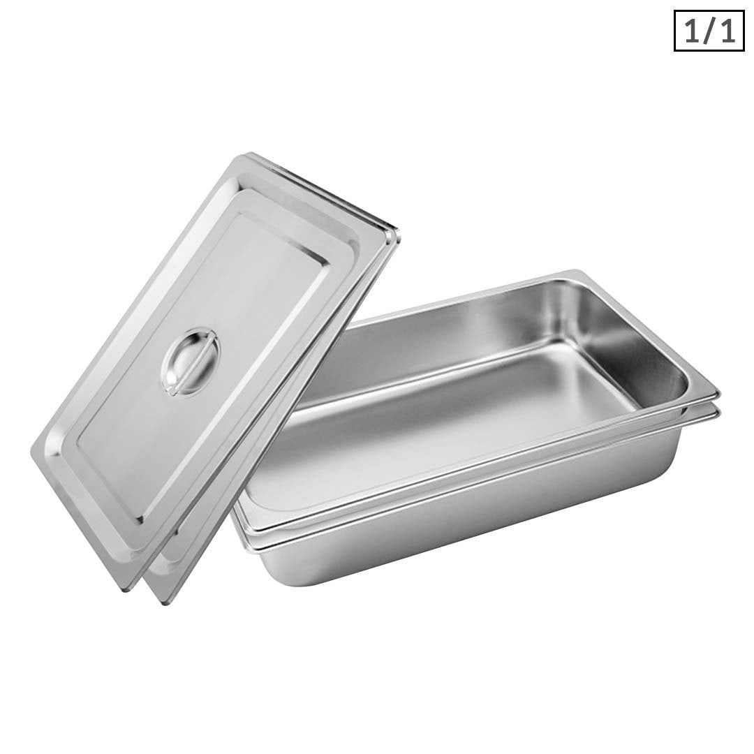 Soga 2 X Gastronorm Gn Pan Full Size 1/1 Gn Pan 10cm Deep Stainless Steel Tray With Lid