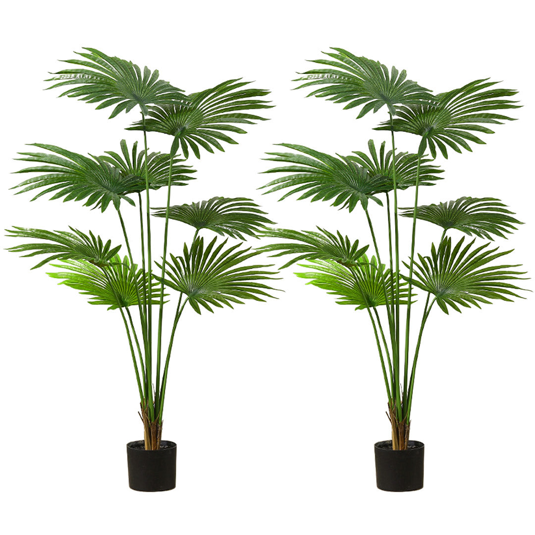 Soga 2 X 150cm Artificial Natural Green Fan Palm Tree Fake Tropical Indoor Plant Home Office Decor