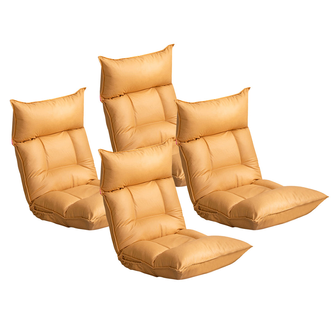 4X Yellow Lounge Recliner Lazy Sofa Bed Tatami Cushion Collapsible Backrest Seat Home Office Decor