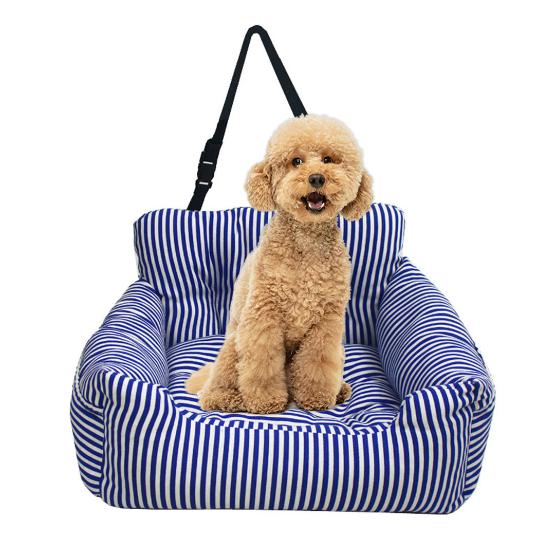 Blue Pet Car Seat Sofa Safety Soft Padded Portable Travel Carrier Bed