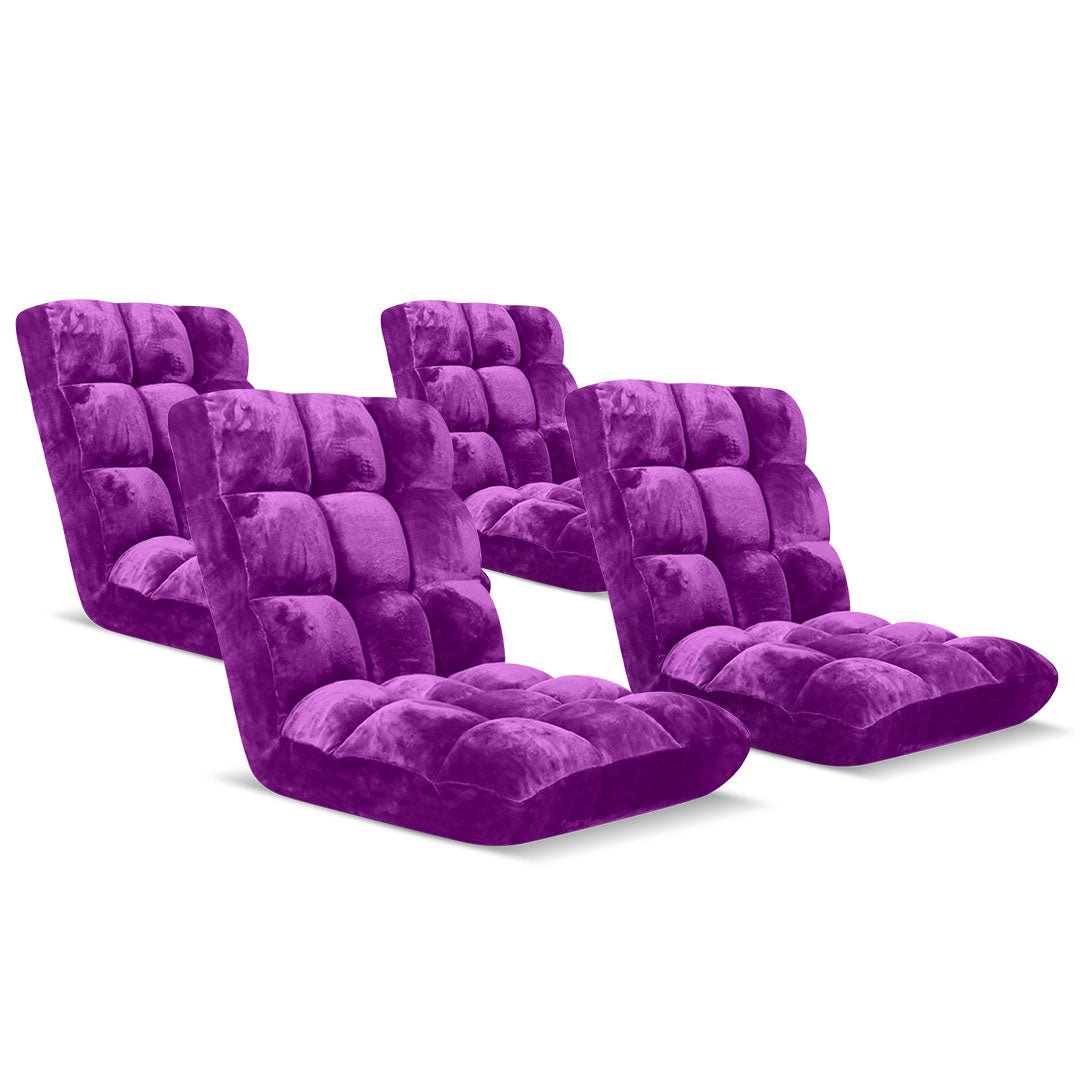 Soga 4 X Floor Recliner Folding Lounge Sofa Futon Couch Folding Chair Cushion Purple
