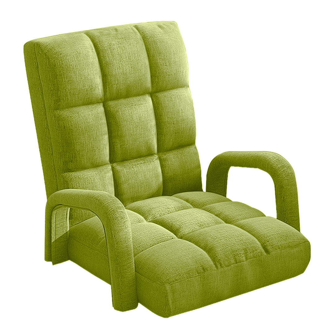 Soga Foldable Lounge Cushion Adjustable Floor Lazy Recliner Chair With Armrest Yellow Green