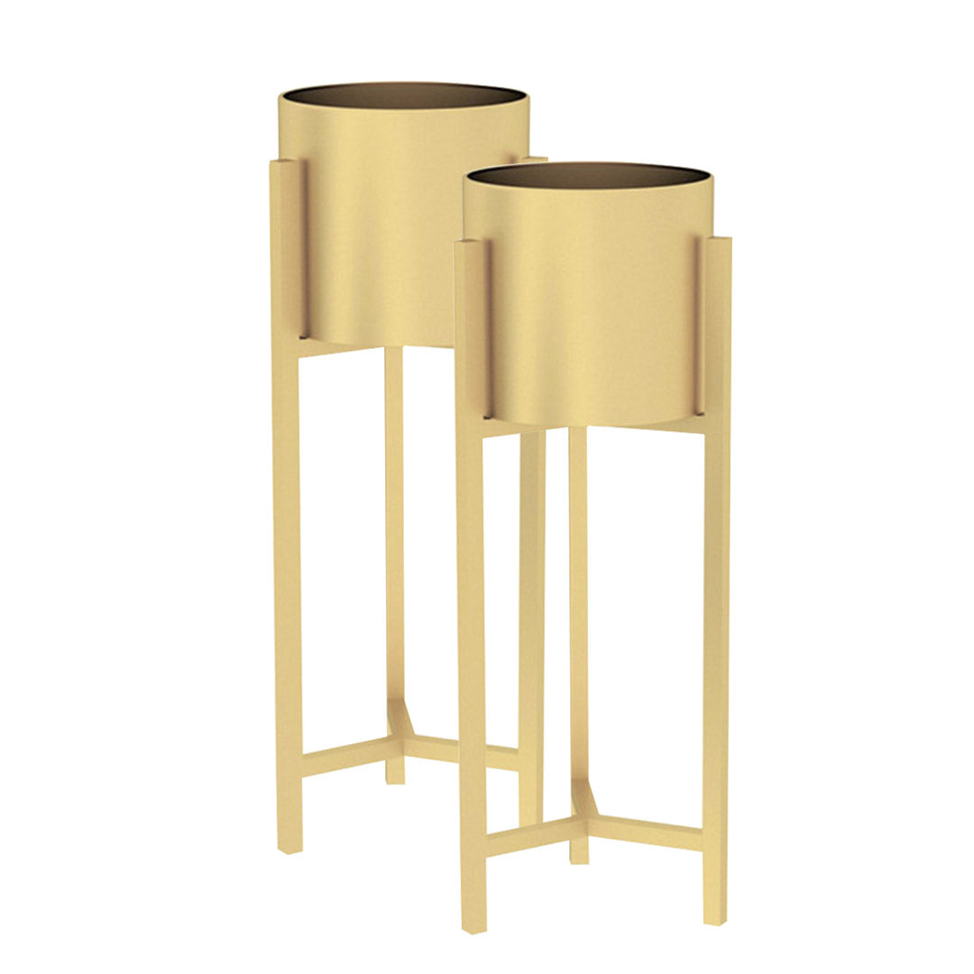 Soga 2 X 60cm Gold Metal Plant Stand With Flower Pot Holder Corner Shelving Rack Indoor Display