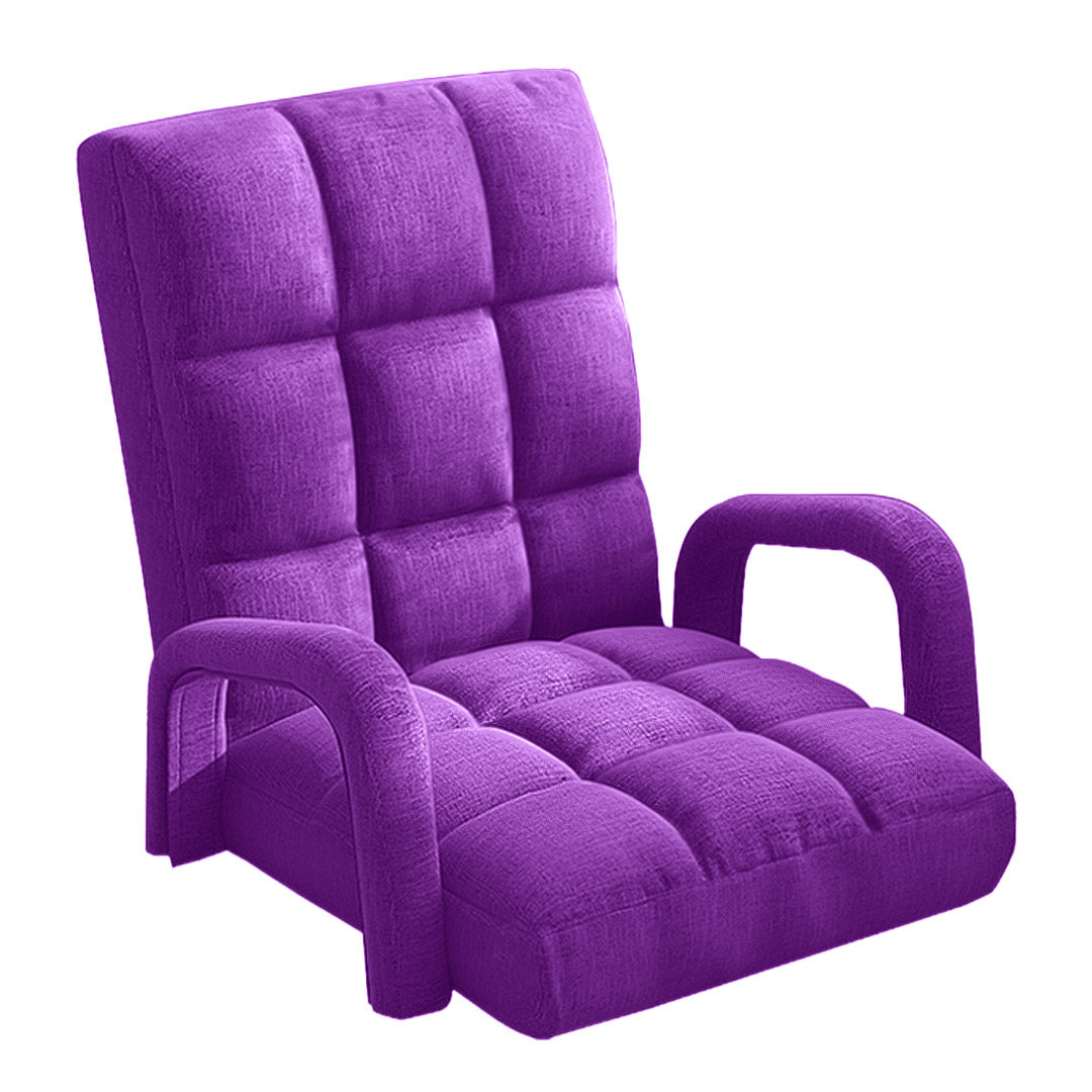 Soga Foldable Lounge Cushion Adjustable Floor Lazy Recliner Chair With Armrest Purple