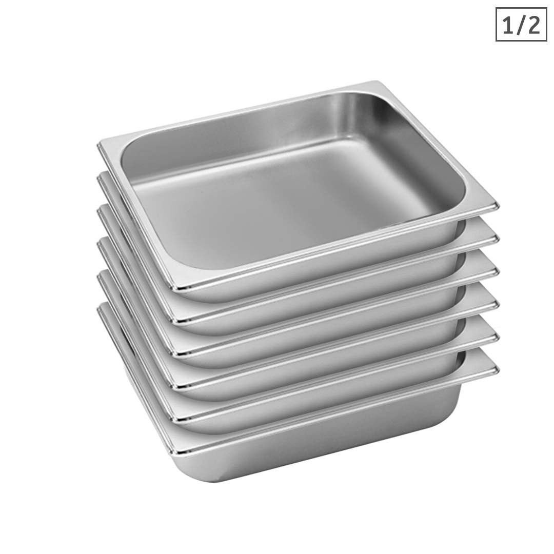 Soga 6 X Gastronorm Gn Pan Full Size 1/2 Gn Pan 6.5cm Deep Stainless Steel Tray