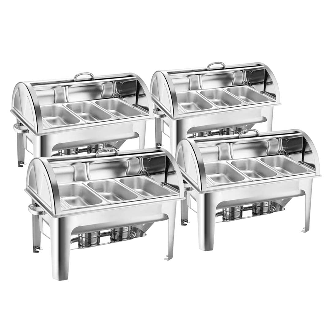 Soga 4 X 3 L Triple Tray Stainless Steel Roll Top Chafing Dish Food Warmer