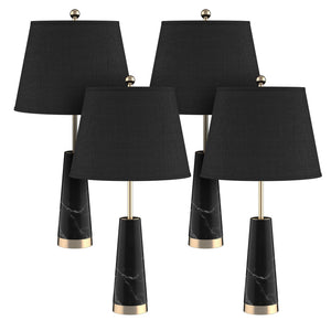 Soga 4 X 68cm Black Marble Bedside Desk Table Lamp Living Room Shade With Cone Shape Base
