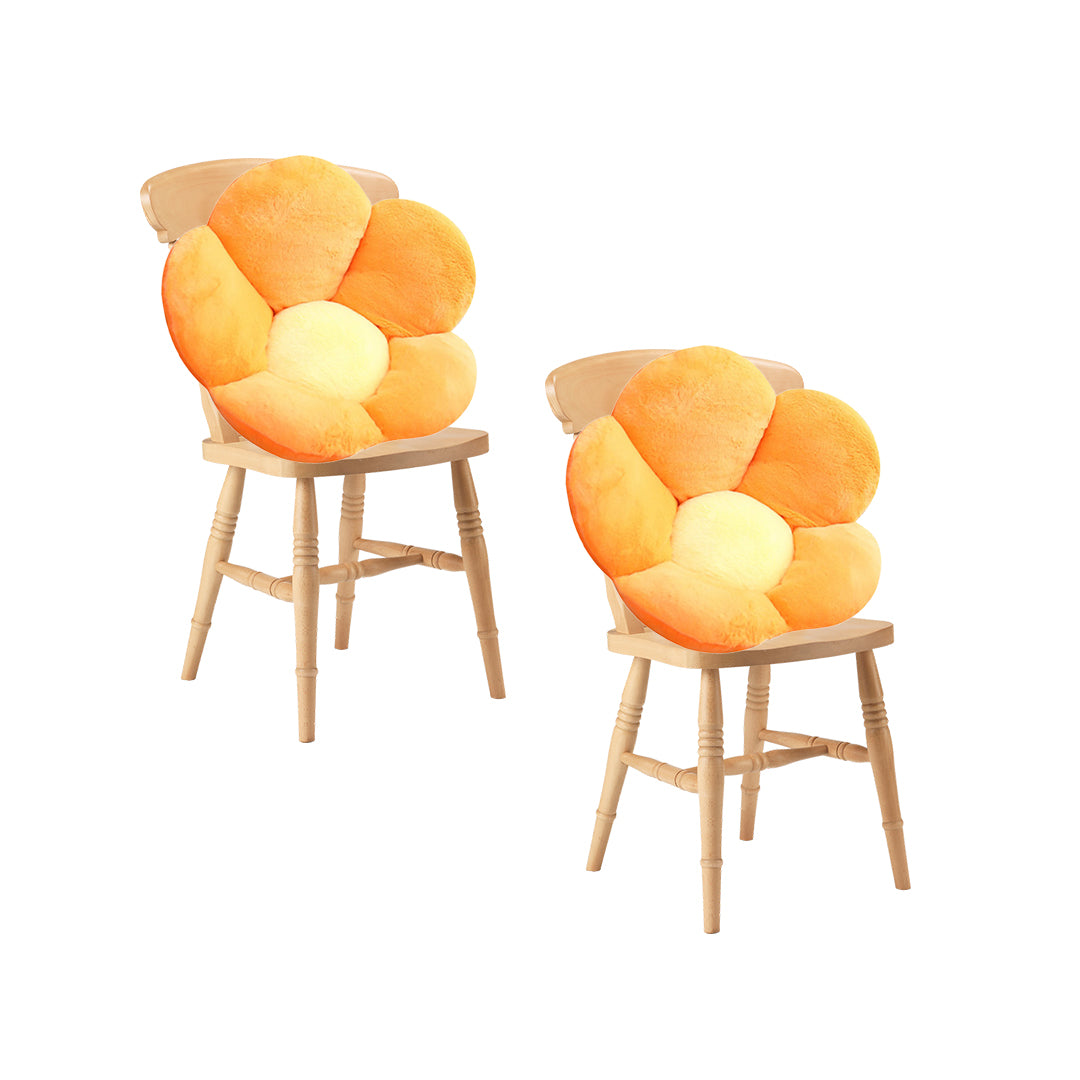 2X Orange Whimsical Big Flower Shape Cushion Soft Leaning Bedside Pad Floor Plush Pillow Home Decor