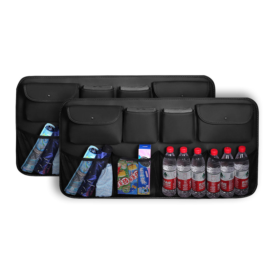 Soga 2 X High Quality Leather Car Rear Back Seat Storage Bag Organizer Interior Accessories Black