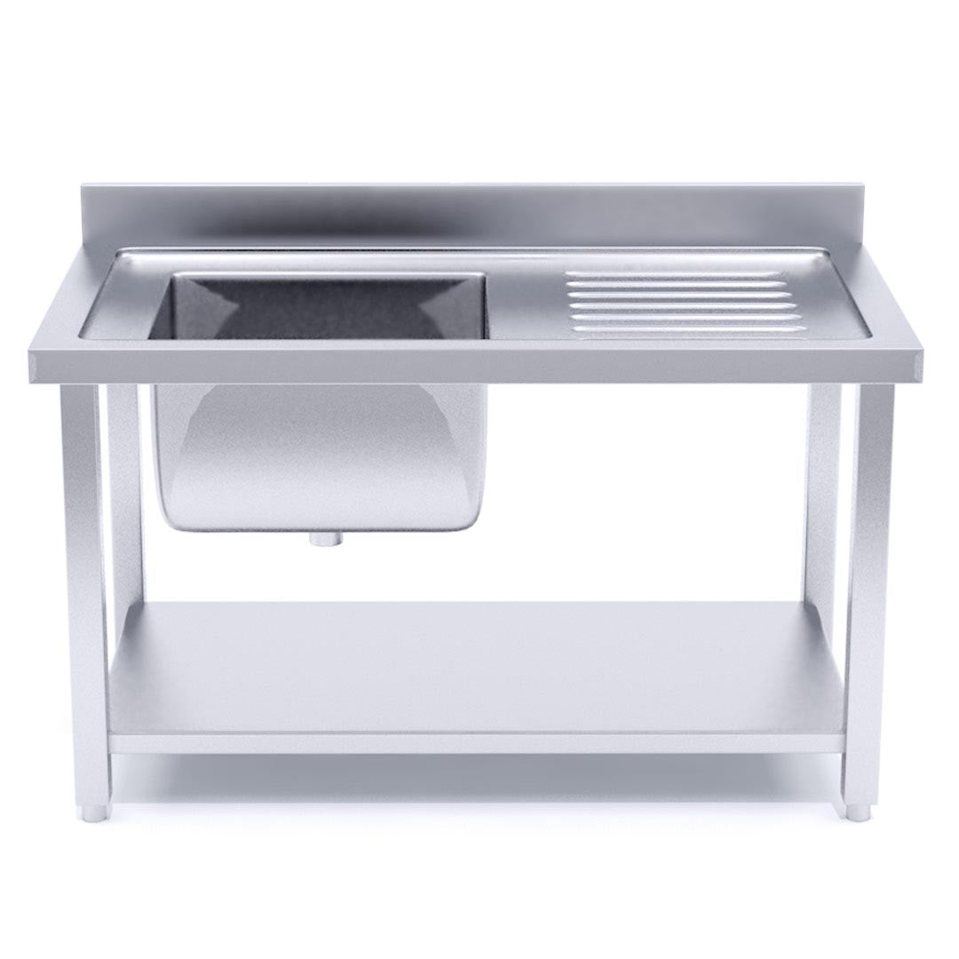 140*70*85cm Stainless Steel Work Bench Sink Commercial Restaurant Kitchen Food Prep