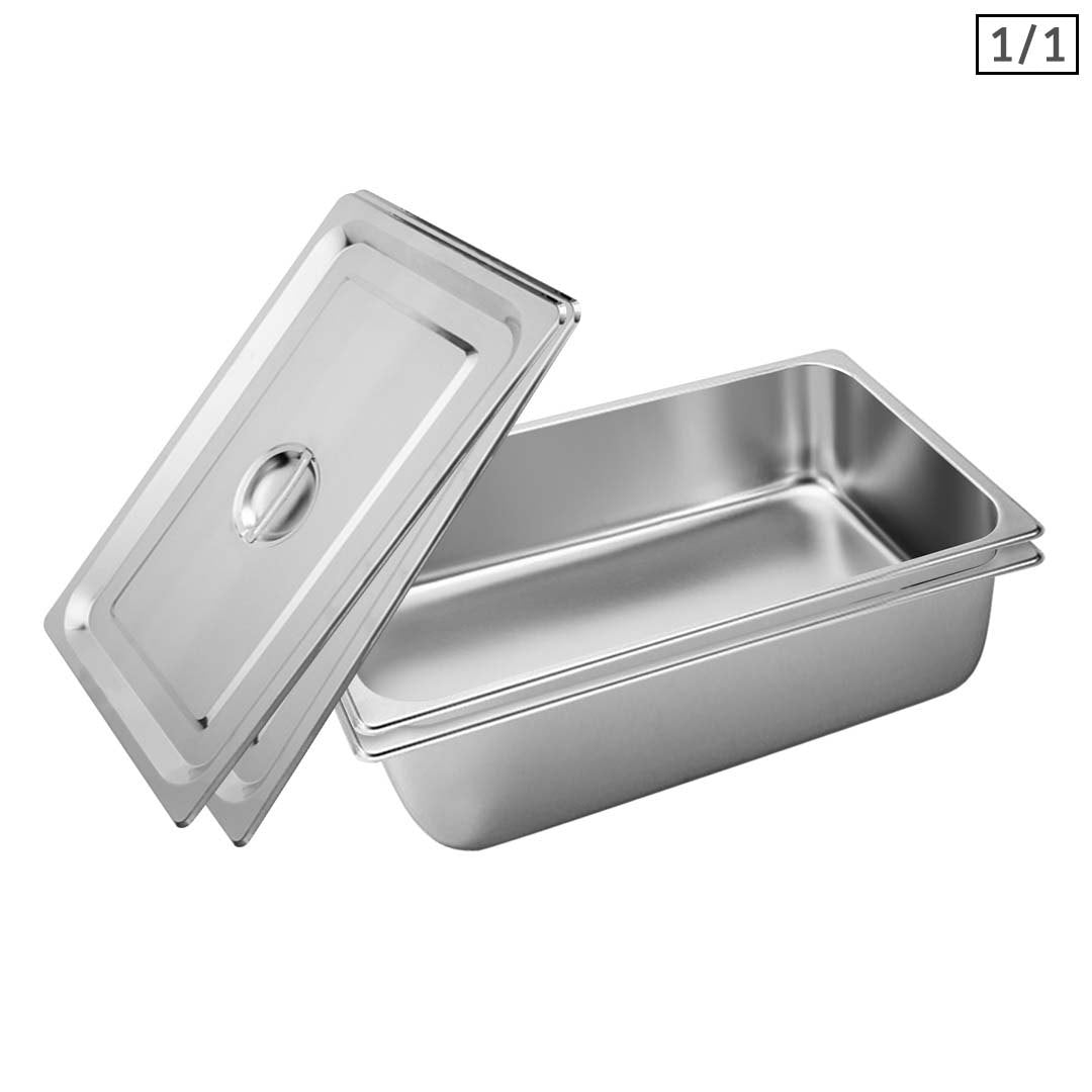 Soga 2 X Gastronorm Gn Pan Full Size 1/1 Gn Pan 15cm Deep Stainless Steel Tray With Lid