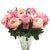 Soga 3pcs Artificial Silk With 15 Heads Flower Fake Rose Bouquet Table Decor Pink