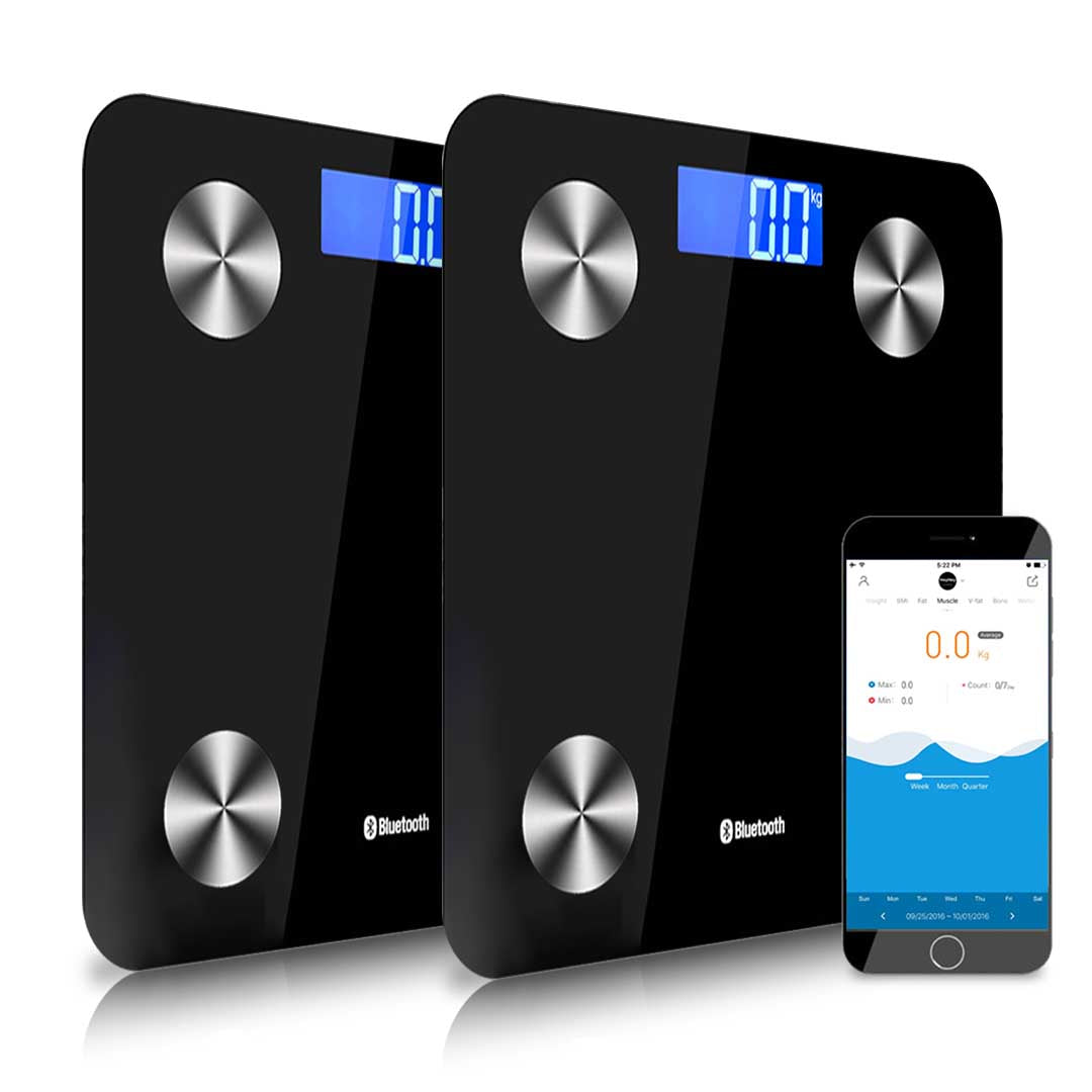Soga 2 X Wireless Bluetooth Digital Body Fat Scale Bathroom Health Analyser Weight Black