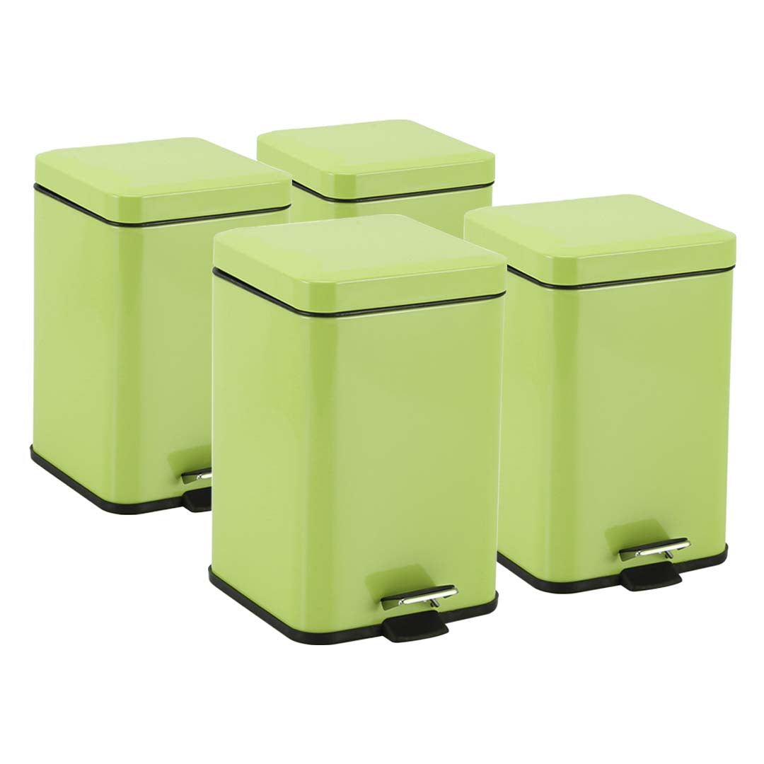 Soga 4 X 6 L Foot Pedal Stainless Steel Rubbish Recycling Garbage Waste Trash Bin Square Green