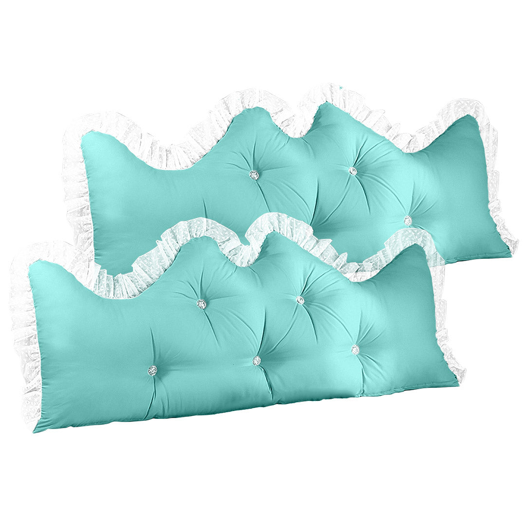 Soga 2 X 120cm Light Blue Princess Bed Pillow Headboard Backrest Bedside Tatami Sofa Cushion With Ruffle Lace Home Decor