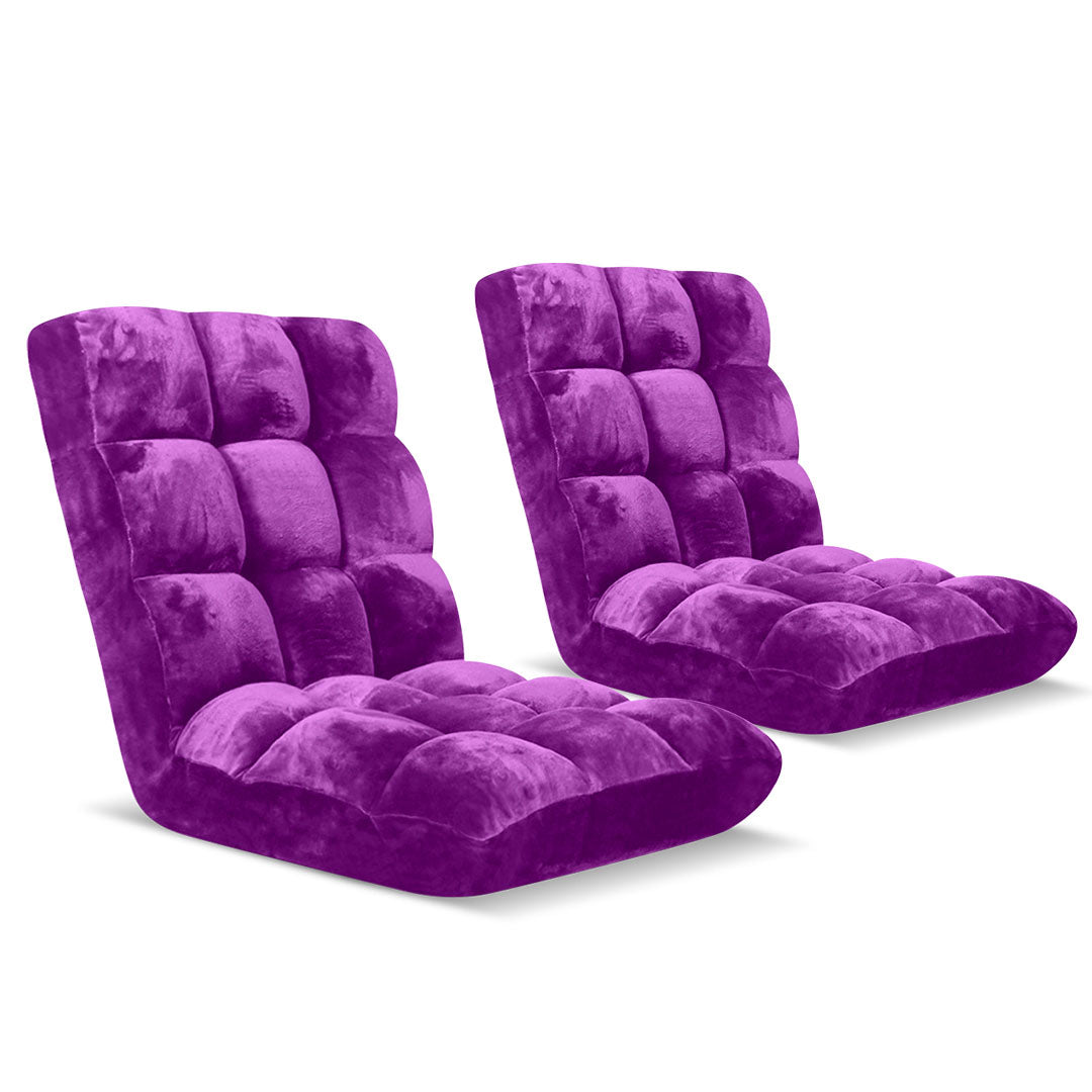 Soga 2 X Floor Recliner Folding Lounge Sofa Futon Couch Folding Chair Cushion Purple
