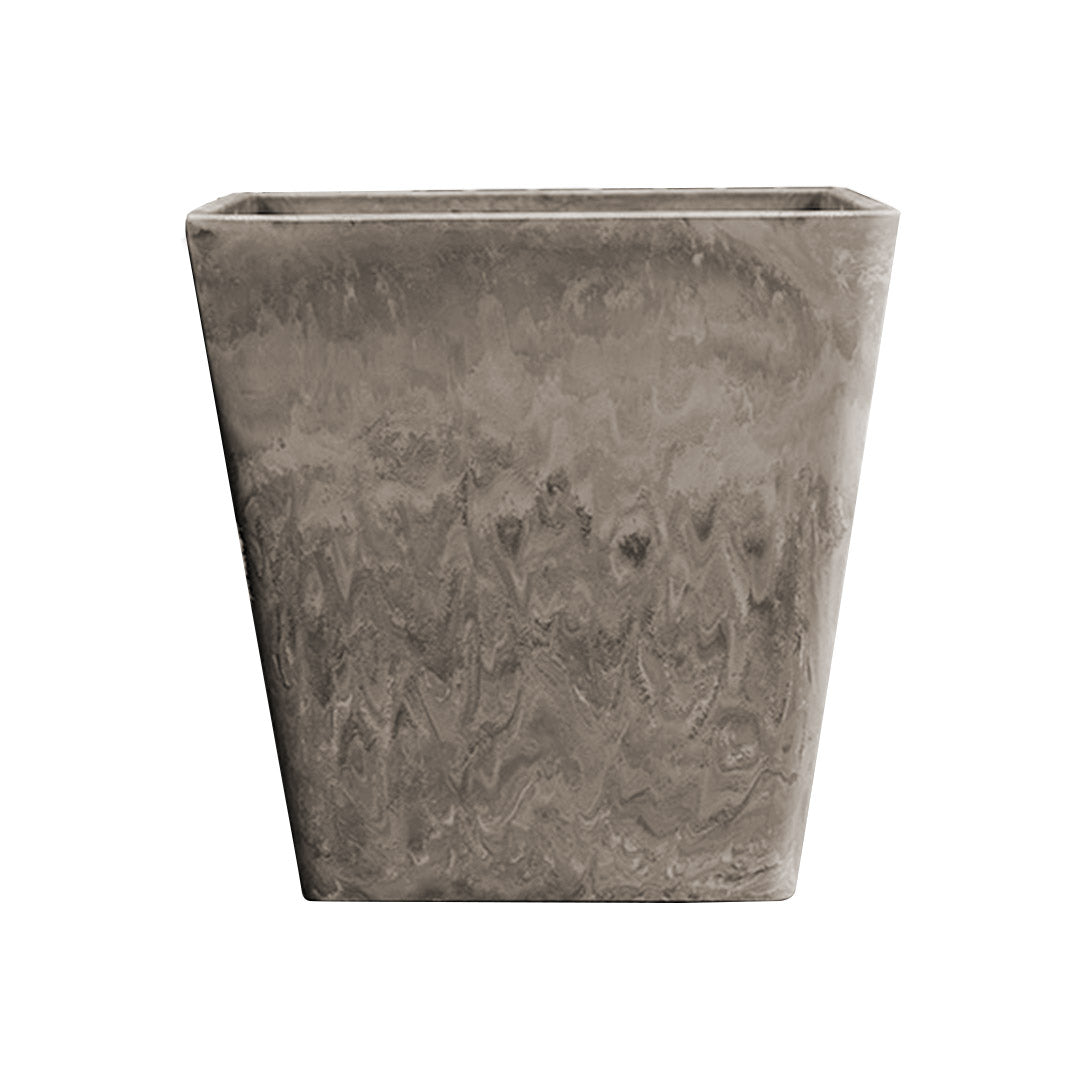 Soga 27cm Sand Grey Square Resin Plant Flower Pot In Cement Pattern Planter Cachepot For Indoor Home Office