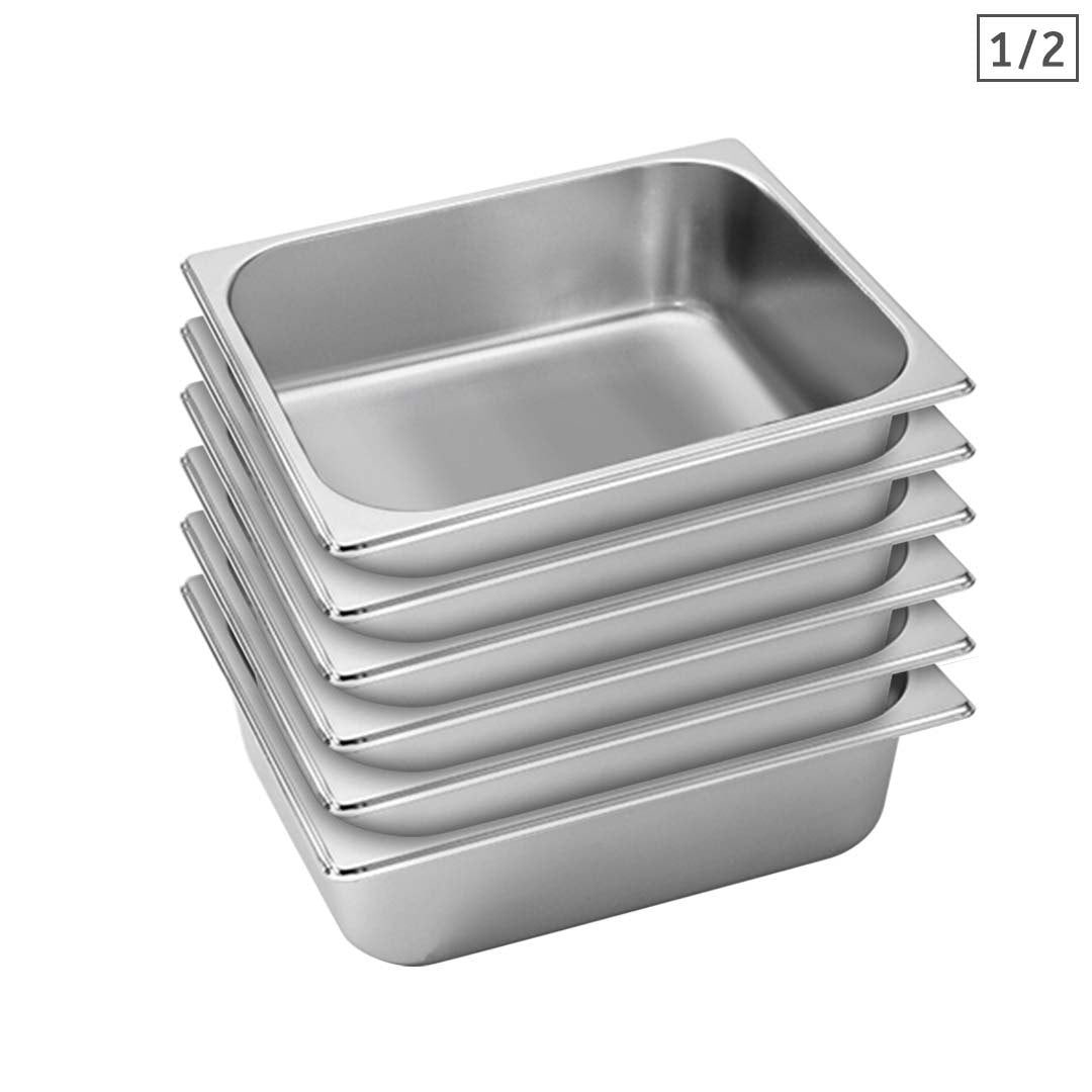 Soga 6 X Gastronorm Gn Pan Full Size 1/2 Gn Pan 10cm Deep Stainless Steel Tray